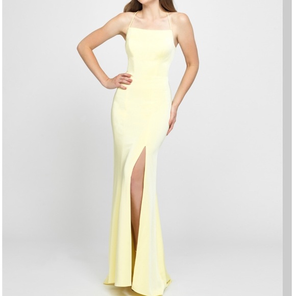 pale yellow prom dress